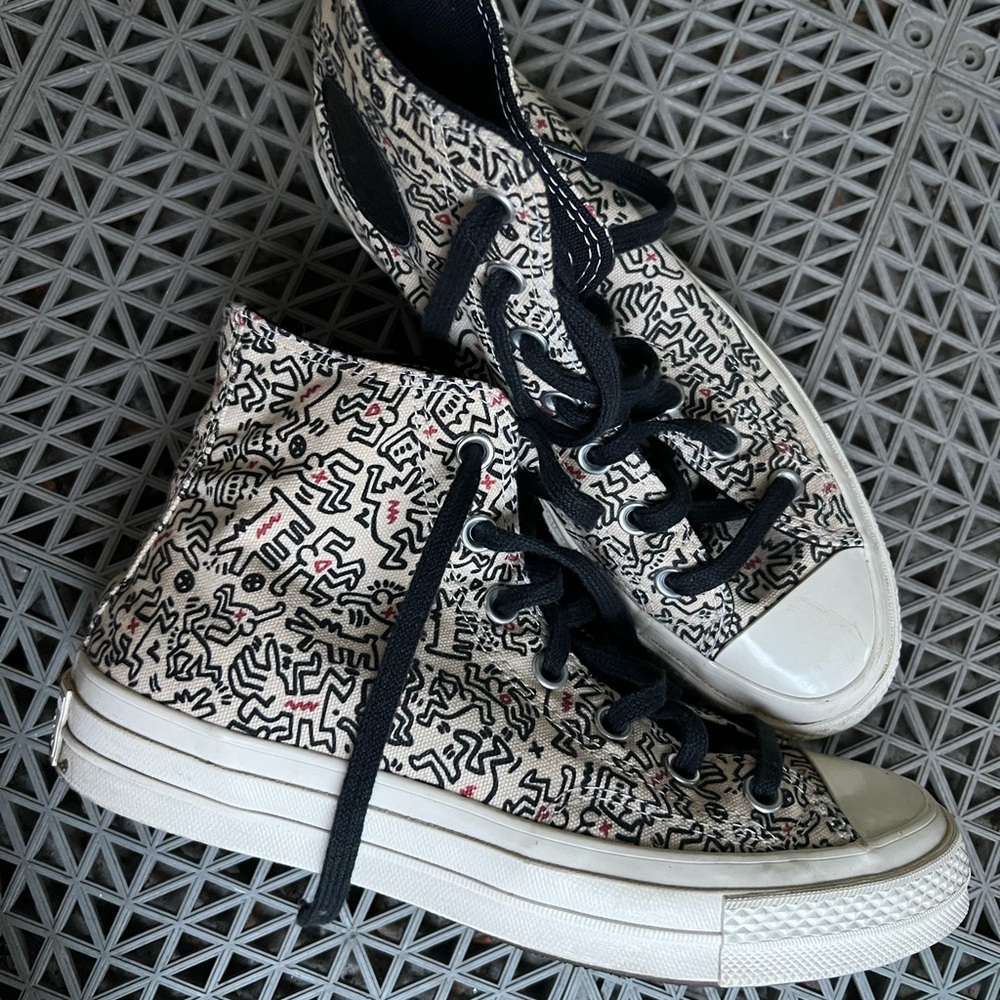 Keith Haring High-Top Converse Sneakers with Black Laces